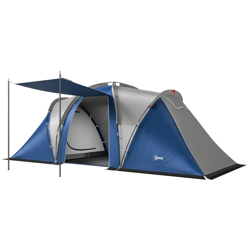 Outsunny Multi-Room Camping Tent for 8-12 Person, Large Family Tent with 3000mm Waterproof Rainfly and Screen Panels,