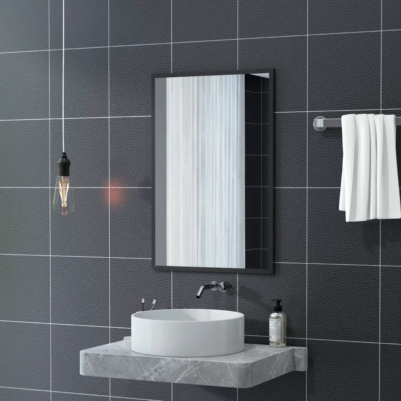 HOMCOM 24" x 36" Bathroom Mirror for Wall, Rectangular Mirror for Living Room, Bedroom, Entryway, Black