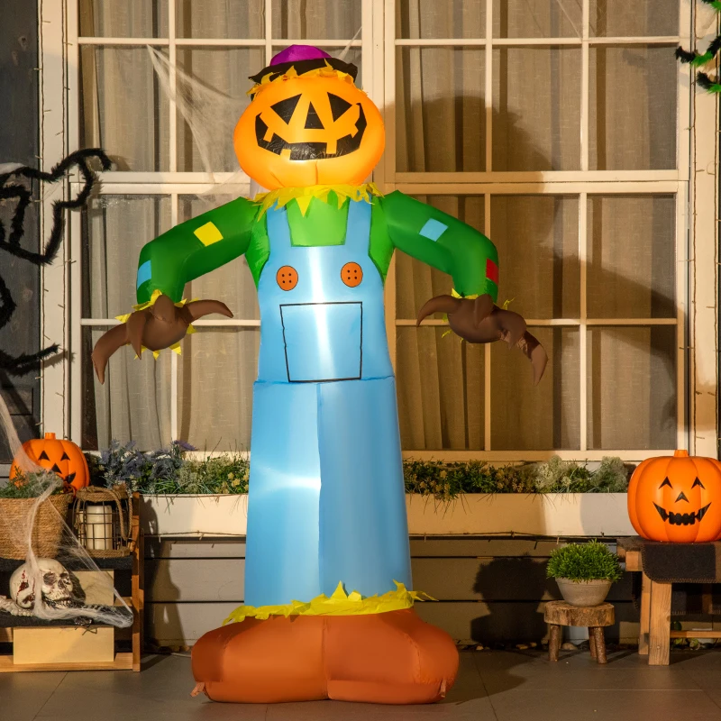 Outsunny 6' Cute Halloween Inflatables Outdoor Decorations Pumpkin Scarecrow, Blow-Up LED Yard Decor Indoor Outdoor for Garden, Lawn, Party, Holiday
