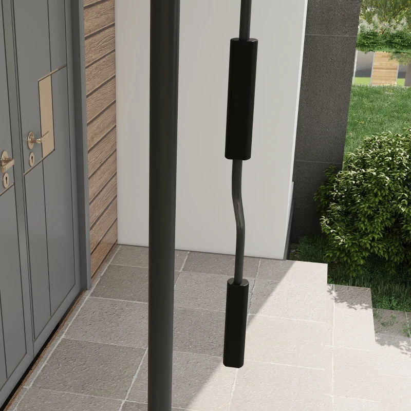 Outsunny 5' x 4' Manual Retractable Awning, Non-Screw Patio Awning, UV Resistant, for Window or Door, Dark Gray