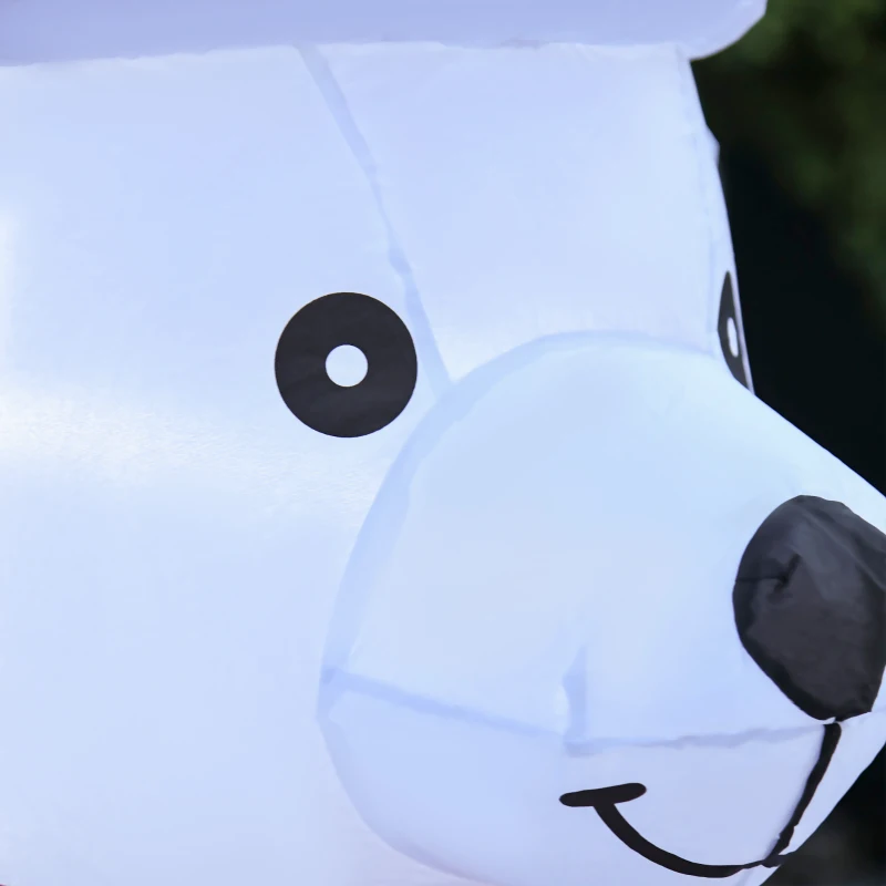 HOMCOM 6ft Christmas Inflatables Outdoor Decorations Polar Bear with a Present, Blow-Up Yard Christmas Decor with LED Lights Display