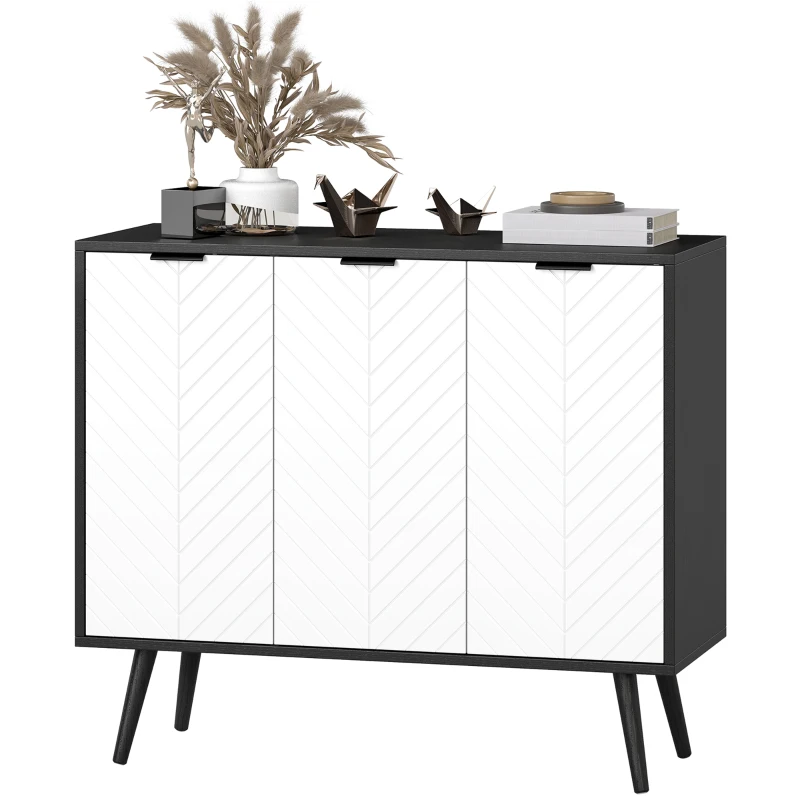 HOMCOM Modern Sideboard and Buffet, Dining Room Cabinet with Adjustable Shelves and 3 Doors, Black