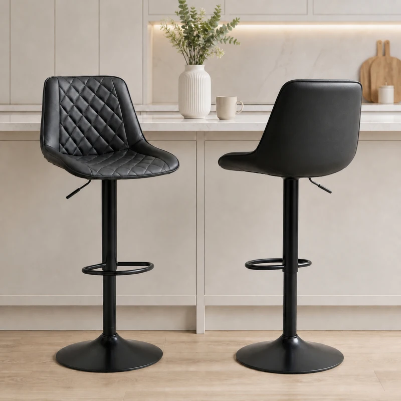 HOMCOM Swivel Bar Stools Set of 2 with Adjustable Height, Black