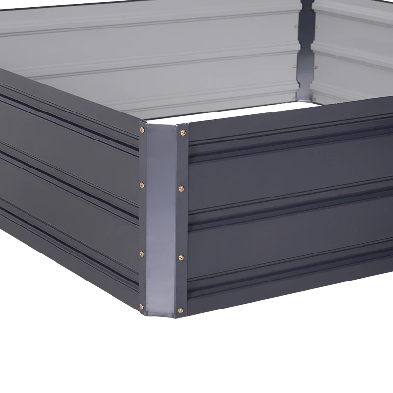 Outsunny 4' x 4' x 1' Raised Garden Bed Galvanized Steel Planter Box for Vegetables, Flowers, Herbs, Grey