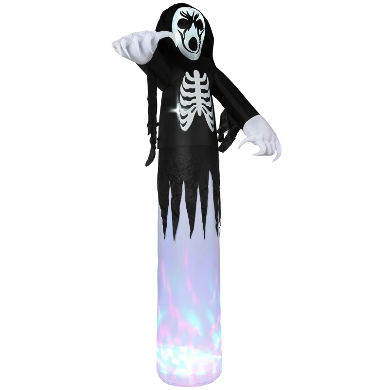 HOMCOM 12ft Halloween Inflatables Outdoor Decorations Skeleton Ghost, Blow Up LED Yard Decor for Garden, Lawn, Party, Holiday, Waterproof