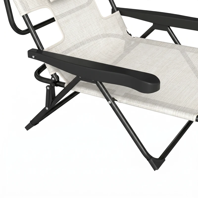 Outsunny Folding Lounge Chair w/ Reclining Back, Cream White