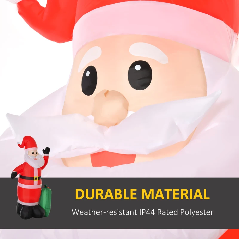 HOMCOM 8ft Christmas Inflatables Outdoor Decorations Santa Claus with Toy Bag, Blow-Up Yard Christmas Decor with LED Lights Display