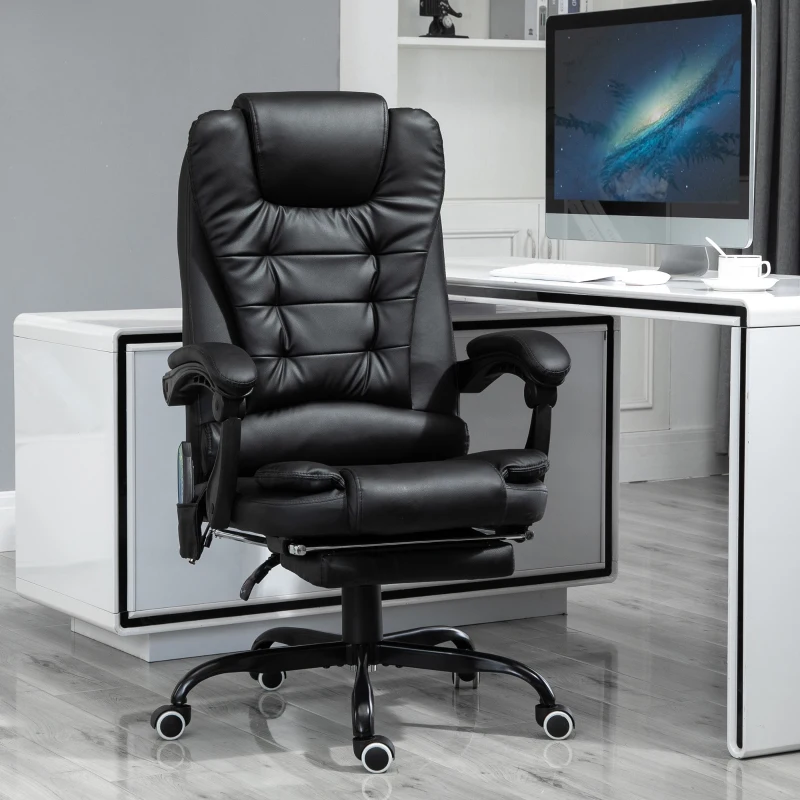 Vinsetto 7-Point Vibrating Massage Office Chair High Back Massaging Office Desk Chair with Lumbar Support, Footrest, Black