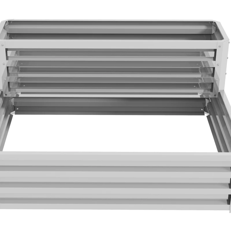 Outsunny 2 Tier Galvanized Raised Garden Bed, Steel Planter Box for Vegetables, Flowers, Herbs, 47" x 40" x 23", Silver