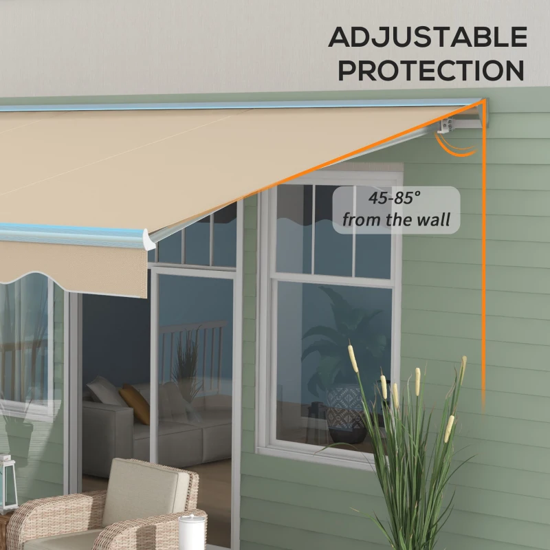 Outsunny 16.5' x 10' Electric Awning, Retractable Awning with LED Lights and Remote Controller for Door and Window, Cream White