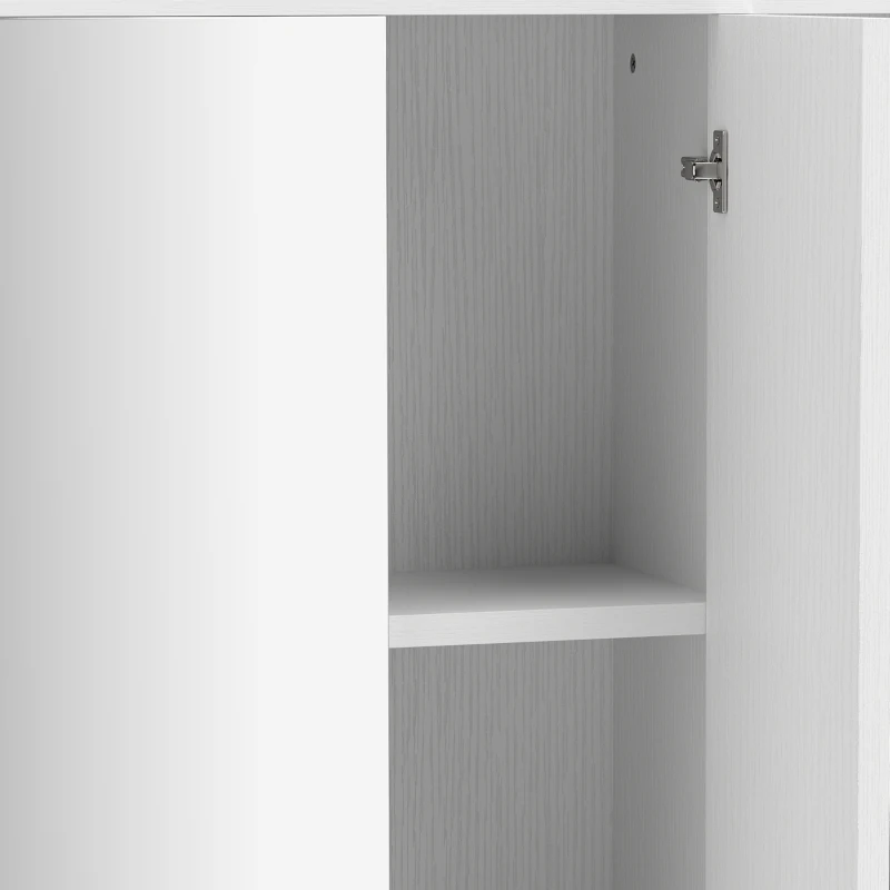 HOMCOM Bathroom Medicine Cabinet with Mirror, Wall Mount Mirror Cabinet with Open Shelves, White Wood Grain