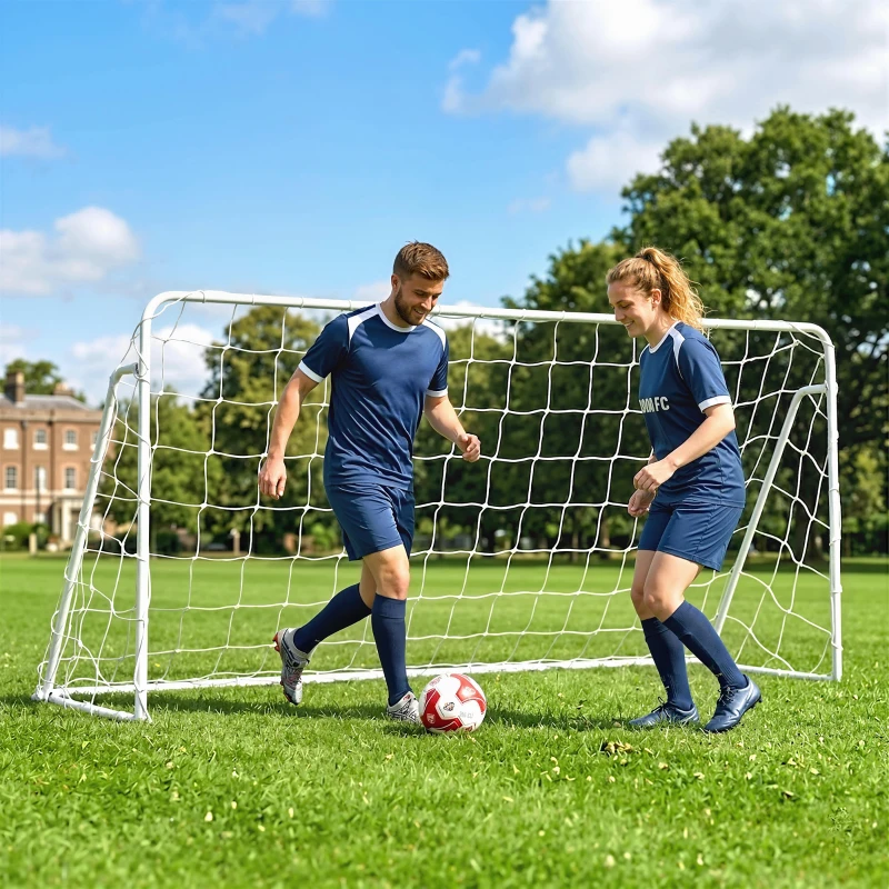 Soozier Soccer Goal, 8 x 5ft Portable Practice Soccer Net with Nylon Mesh, Steel Frame, for Indoor and Outdoor Use