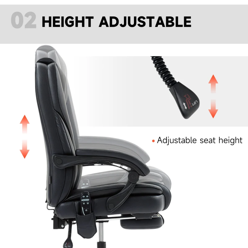 Vinsetto Massage Office Chair, Reclining Computer Chair with Adjustable Height and Footrest, Black