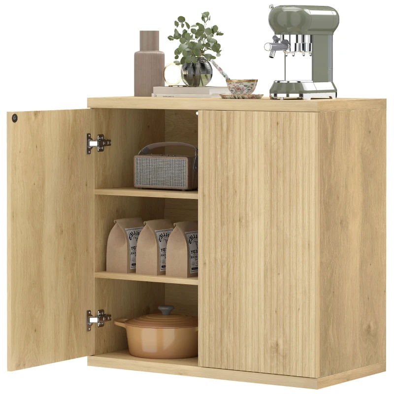HOMCOM Sideboard Buffet Cabinet, 30.7" Modern Kitchen Storage Cabinet with Soft-Close Door and Adjustable Shelves, Oak