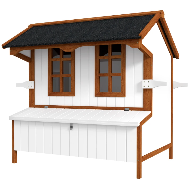 PawHut 47" Chicken Coop Wooden Chicken House Rabbit Hutch Raised Poultry Cage Portable Hen Pen Backyard