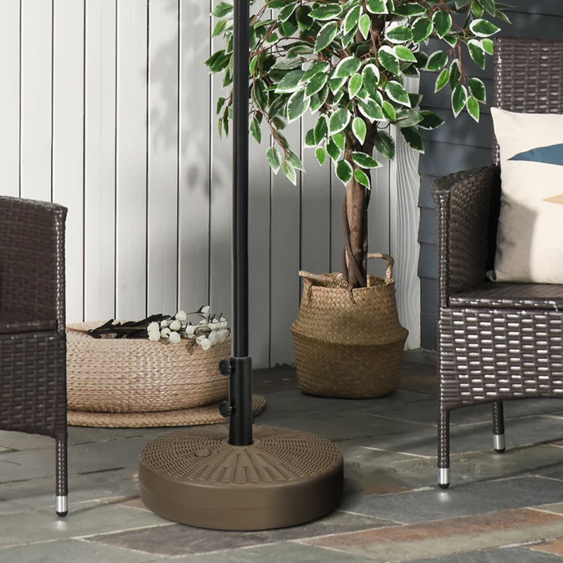 Outsunny Umbrella Stand for 1.5" or 2" Umbrella Poles, Round Fillable Umbrella Base for Outdoor, Lawn, Deck, Brown