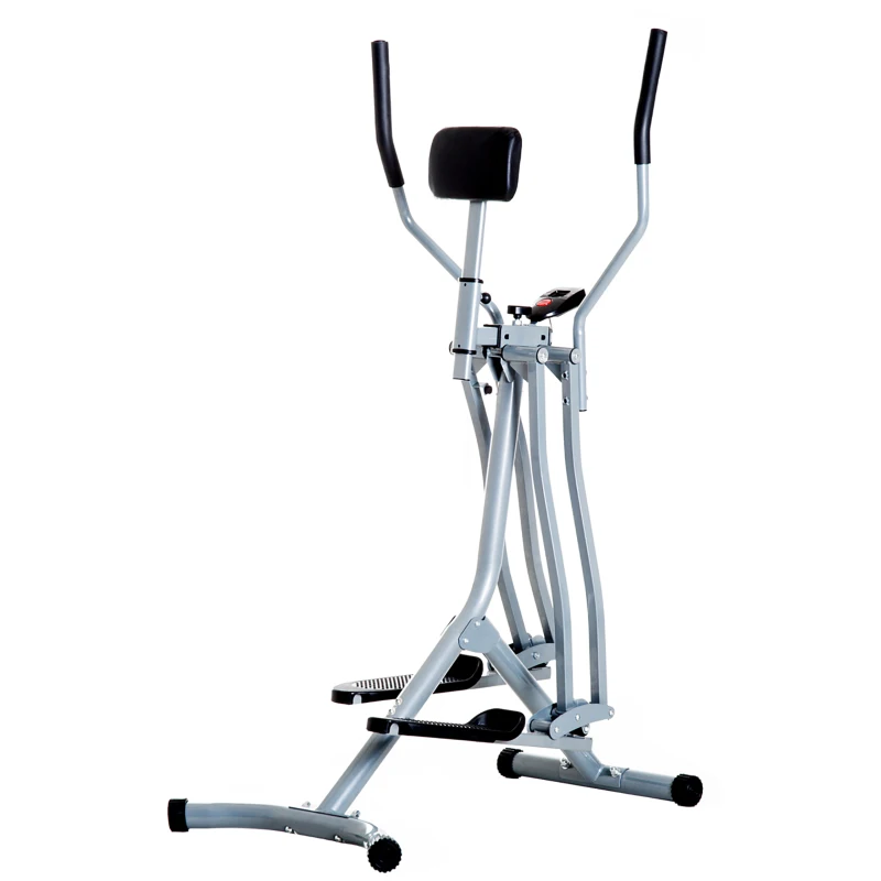 Soozier Upright Elliptical Trainer, Air Walker Exercise Machine with LCD Monitor for Aerobic Exercise, Gazelle Glider for Home, 242lbs Capacity, Grey
