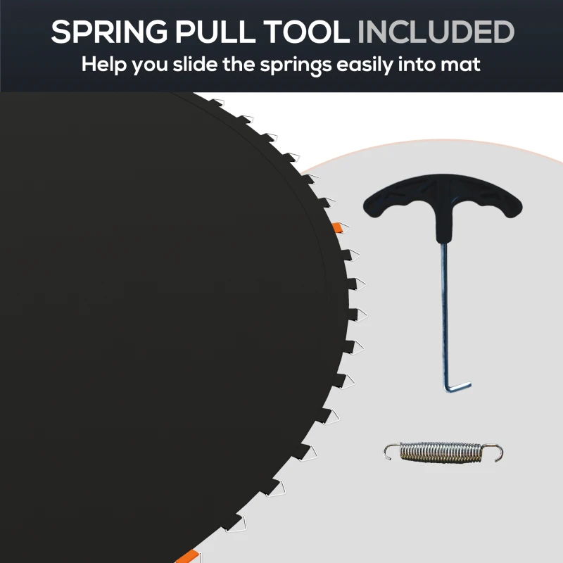 Soozier Trampoline Mat Replacement with Spring Pull Tool and 72 V-Hooks, Fits 12ft Trampoline, Using 5.5" Springs, Black