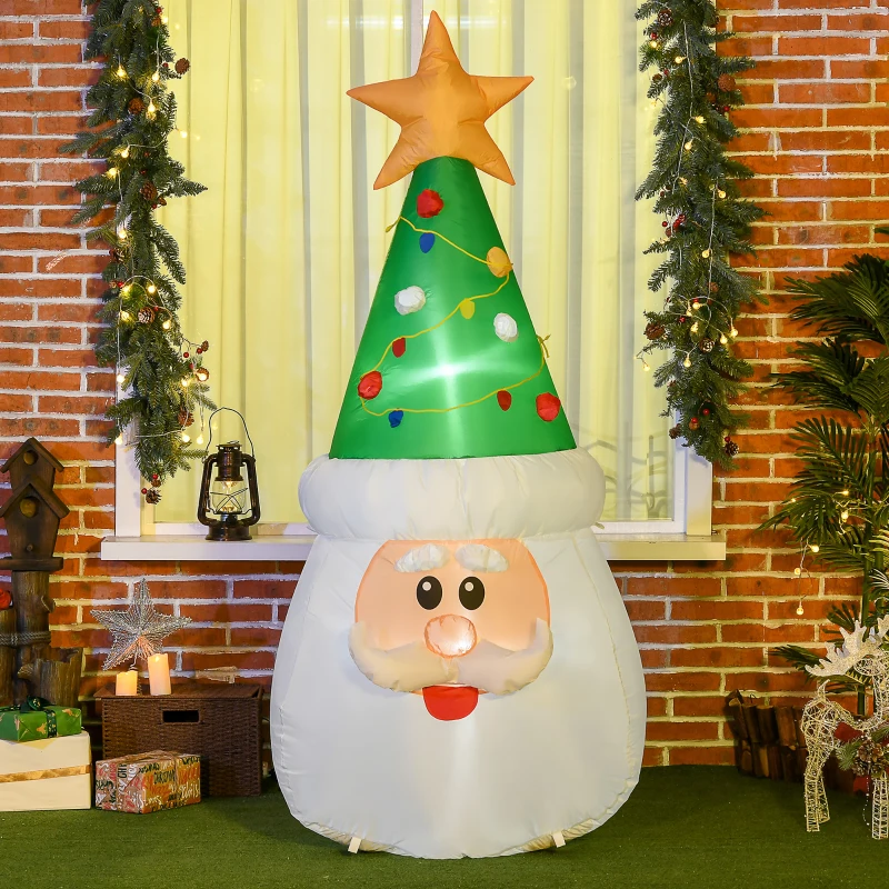 HOMCOM 6' Christmas Inflatables Outdoor Decorations Santa Claus Wearing Hat, Blow-Up LED Yard Christmas Decor, Waterproof