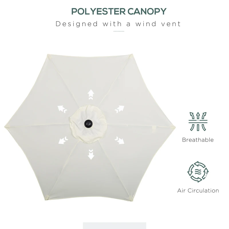 Outsunny 6.6FT Patio Umbrella, Outdoor Parasol with 6 Solid Ribs, Cream White