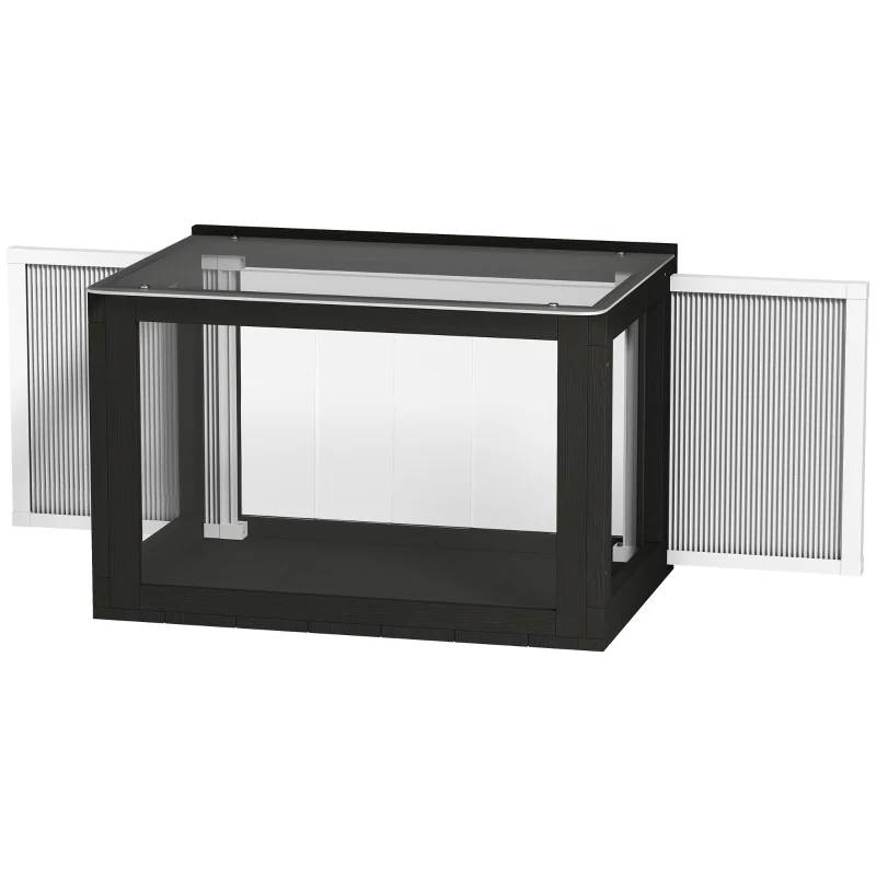 PawHut Catio Outdoor Cat Enclosure Adjustable Cat House Waterproof Top for Window 24" x18.5" x16.1" Black & White