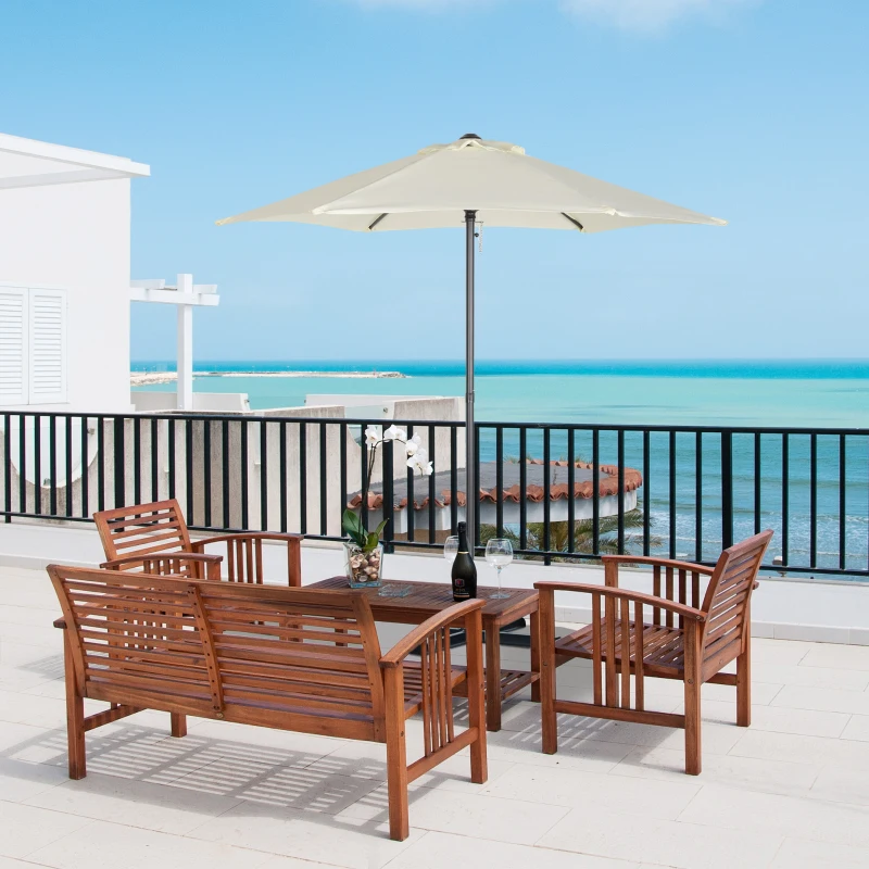 Outsunny 6.6FT Patio Umbrella, Outdoor Parasol with 6 Solid Ribs, Cream White