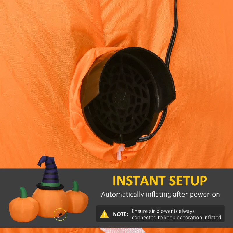 Outsunny 4ft Inflatable Halloween Pumpkin, Blow Up LED  Display for Garden Indoor Outdoor