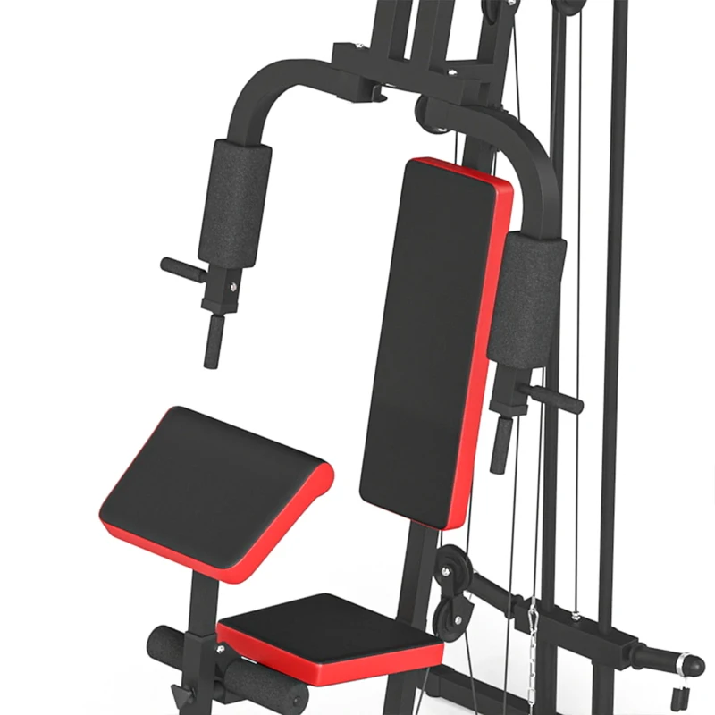 Soozier Home Gym Equipment, Multifunctional Weight Machine with Pulley System for Full Body Strength Training, Black
