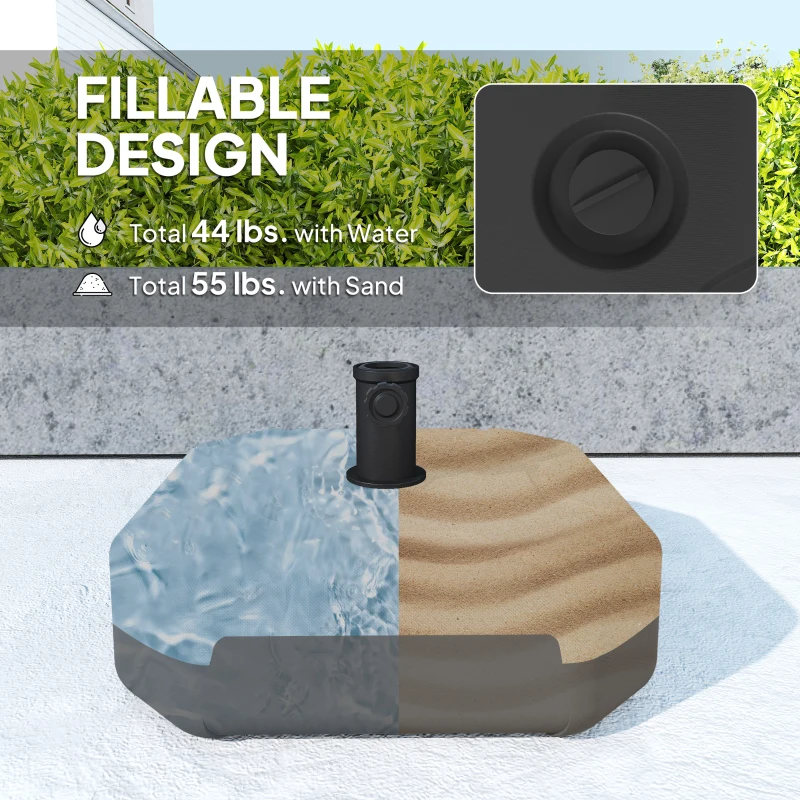 Outsunny Square Patio Umbrella Base Holder, Heavy Duty Outdoor Umbrella Stand Base, Black
