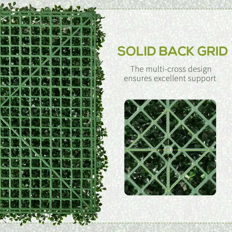 Outsunny 12 PCS Artificial Boxwood Panels Topiary Wall Greenery Backdrop, Privacy Hedge Screen 4 Layer Roll, Light Green