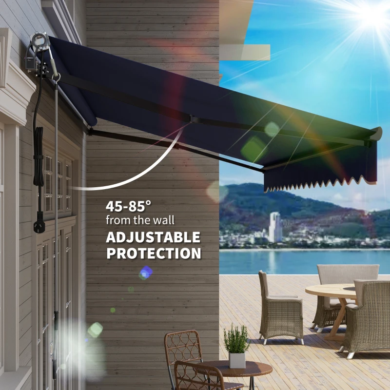 Outsunny 15' x 10' Electric Retractable Awning with Remote Controller, All Aluminum Frame Patio Awning, UV30+ Protection, Blue