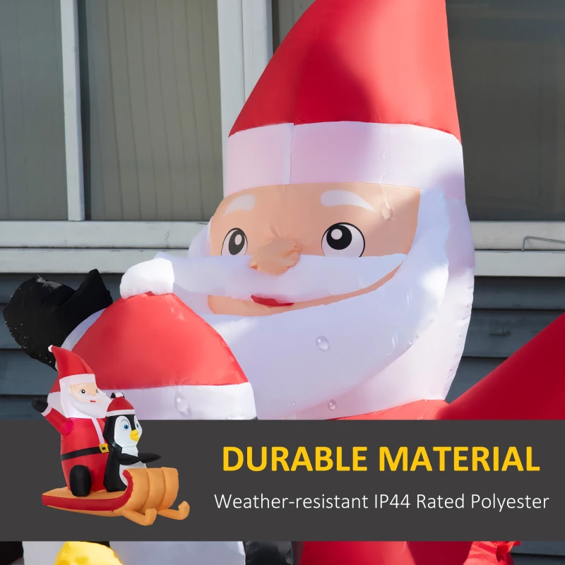 Outsunny 5ft Christmas Inflatables Outdoor Decorations Santa Claus and Penguin on Sleigh, Blow-Up LED Yard Christmas Decor for Lawn Garden Party