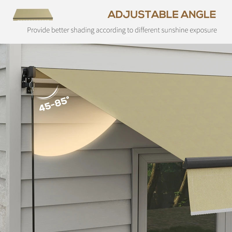 Outsunny 12' x 10' Retractable Awning, 280gsm UV Resistant Sunshade Shelter for Deck, Balcony, Yard, Beige