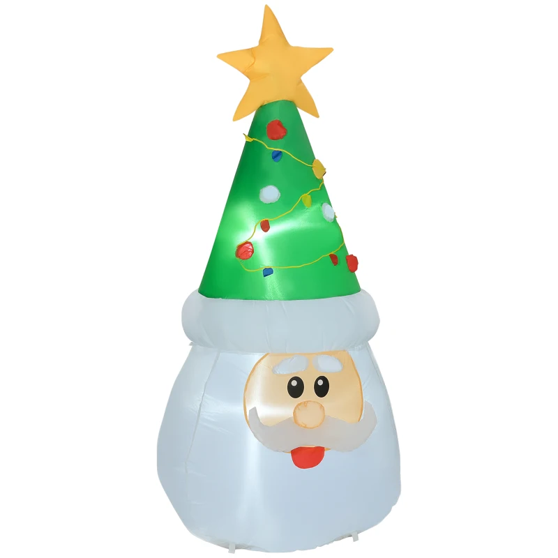 HOMCOM 6' Christmas Inflatables Outdoor Decorations Santa Claus Wearing Hat, Blow-Up LED Yard Christmas Decor, Waterproof