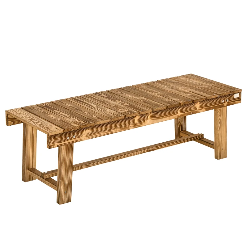 Outsunny Outdoor Garden Bench, Backless Patio Fir Wood Stool, Armless Loveseat, 43.25" x 15" x 13.75", Carbonized