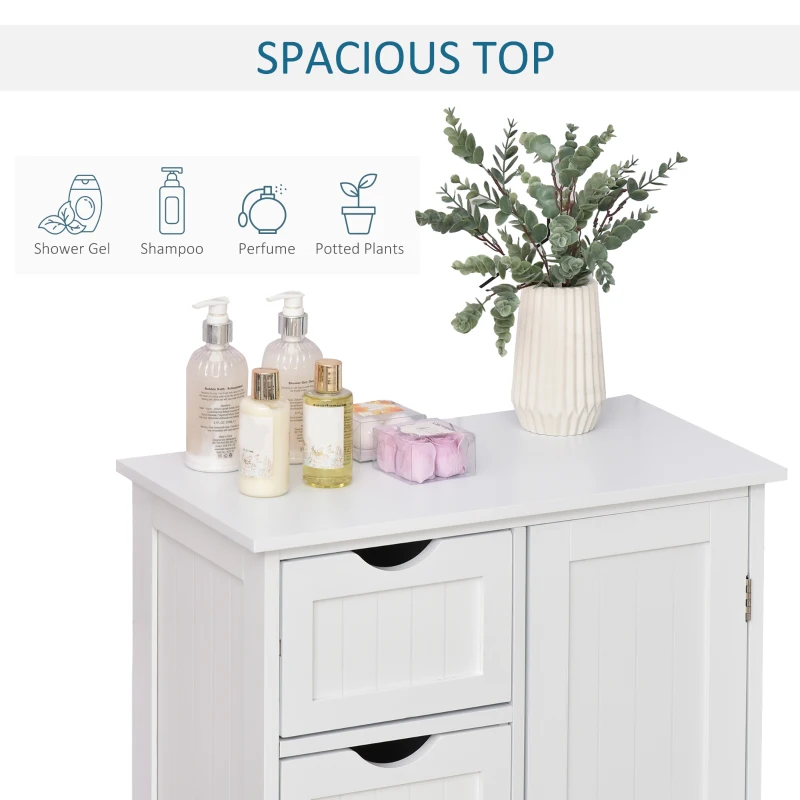 kleankin Bathroom Storage Cabinet, Floor Cabinet with Adjustable Shelf and 4 Drawers, Side Cabinet for Washroom, White