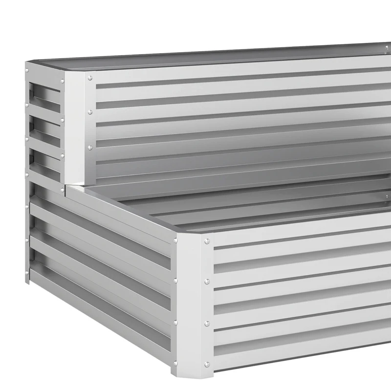 Outsunny 2 Tier Galvanized Raised Garden Bed, Steel Planter Box for Vegetables, Flowers, Herbs, 47" x 40" x 23", Silver