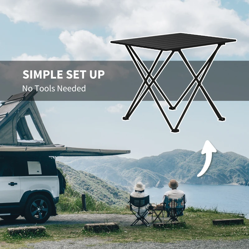 Outsunny Folding Camping Table, Outdoor Portable Picnic Table with Carry Bag, Foldable Table for Camping, Picnic, Hiking, Black