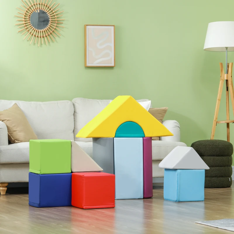 Soozier 11 Piece Soft Play Blocks Kids Climb and Crawl Gym Toy Foam Building Light Colour
