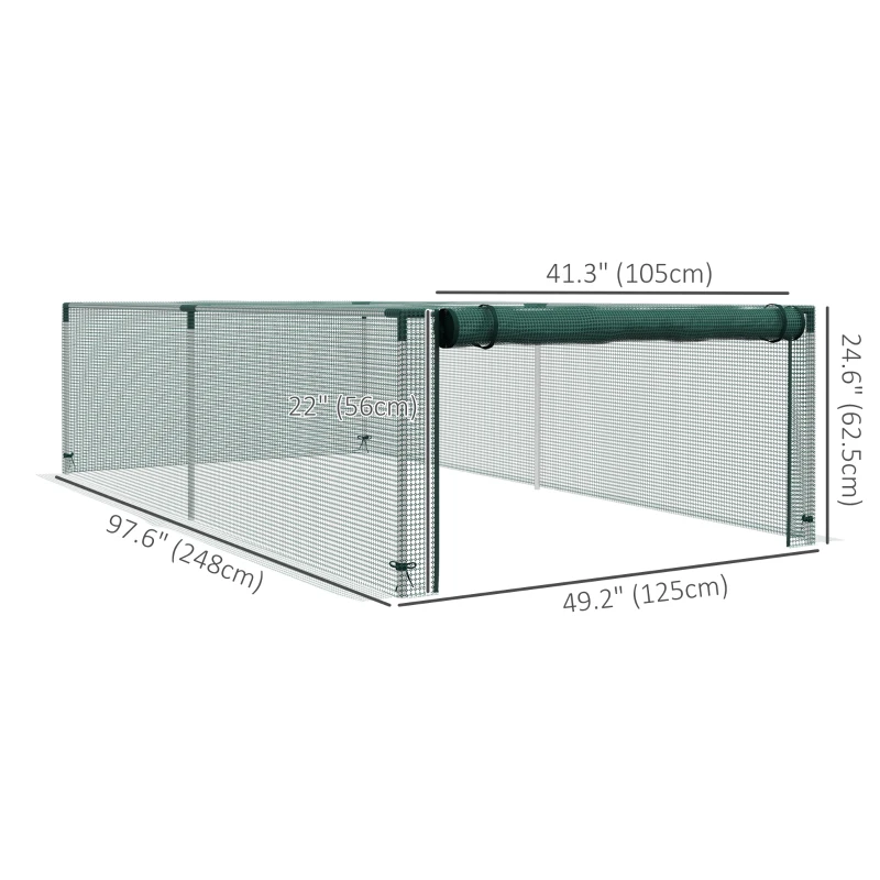 Outsunny 8' x 4' Plant Protection Cage with Zipper Roll-Up Door, Plant Protector from Animals with Galvanised Steel Frame