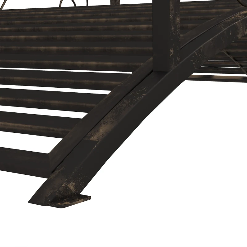 Outsunny 4FT Metal Garden Bridge Decorative Arc Bridge with Guardrails Black Bronze