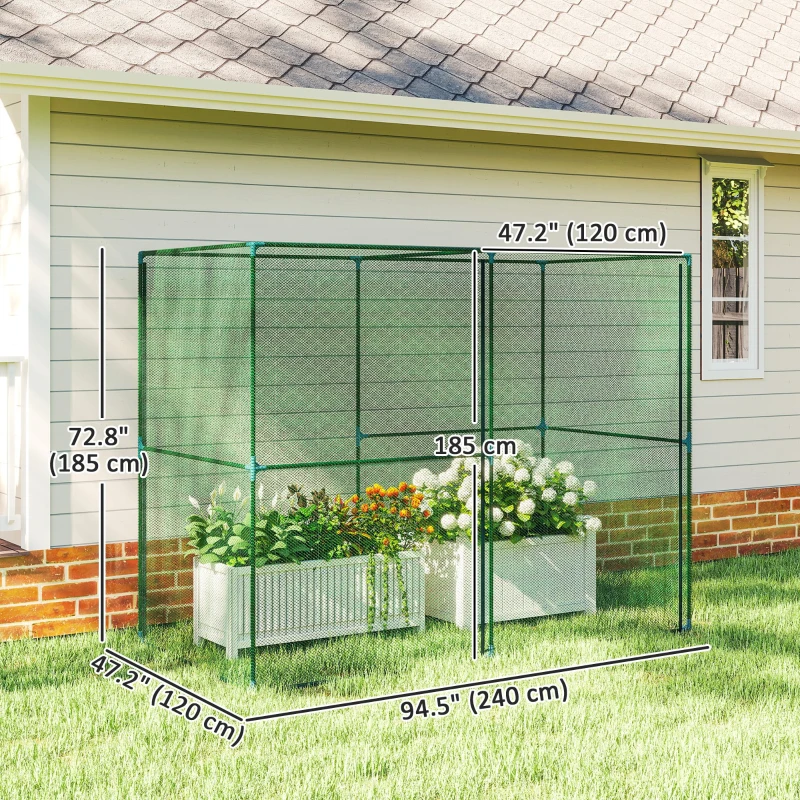Outsunny 8' x 4' Crop Cage, Plant Protection Tent with Zippered Doors for Vegetable Garden, Backyard, Green