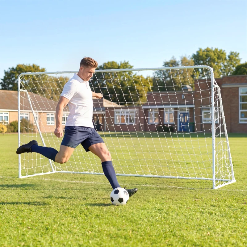 Soozier Soccer Goal, 8 x 5ft Portable Practice Soccer Net with Nylon Mesh, Steel Frame, for Indoor and Outdoor Use