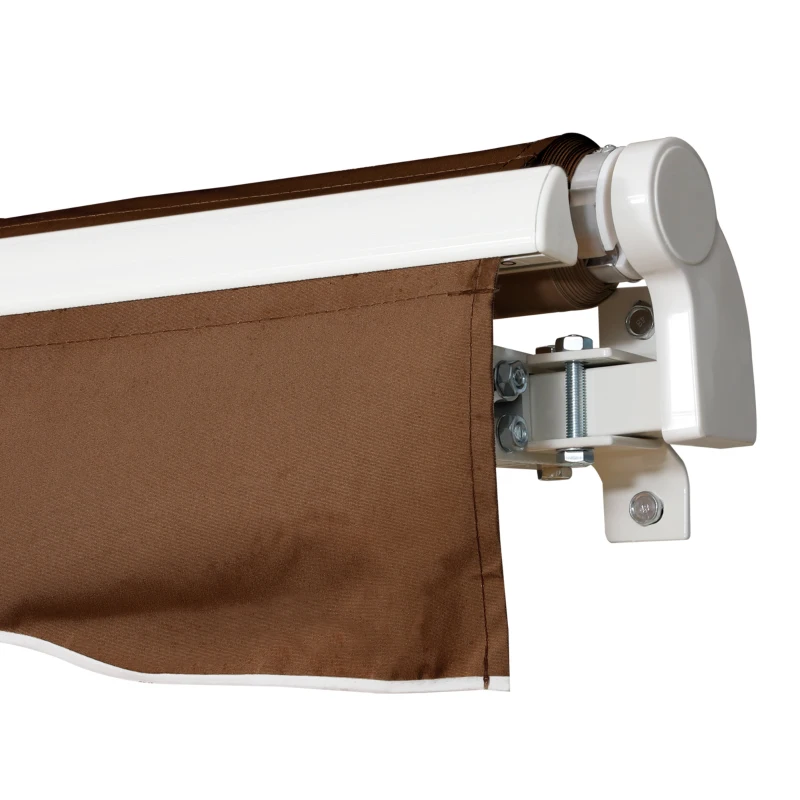 Outsunny 12' x 10' Manual Retractable Awning Outdoor Sunshade Shelter with Crank Handle for Patio, Balcony, Yard, Khaki