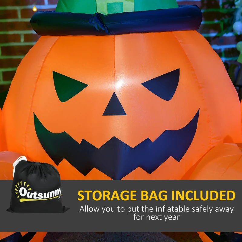 Outsunny 4ft Inflatable Halloween Pumpkin, Blow Up LED  Display for Garden Indoor Outdoor