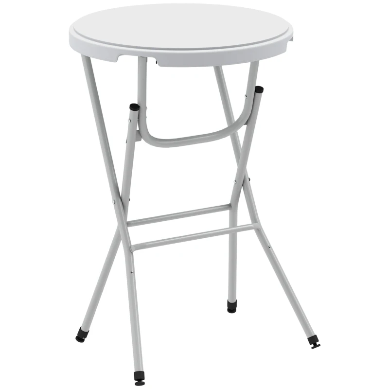 Outsunny 31.5" Bar Height Patio Table, Outdoor Bar Folding Table with HDPE Top, Locking Steel Legs for Party, Camping, White