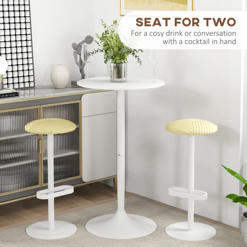 HOMCOM High Top Bar Table, Modern Round Dining Table with Painted Top and Steel Base, Bistro Table for 2 People, White