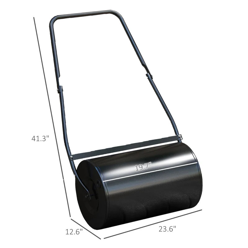 DURHAND 38L Heavy Duty Push/Tow Behind Lawn Roller, U-handle Garden Roller Filled with Water or Sand