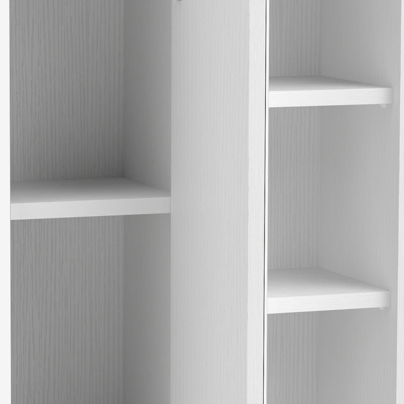 HOMCOM Bathroom Medicine Cabinet with Mirror, Wall Mount Mirror Cabinet with Open Shelves, White Wood Grain