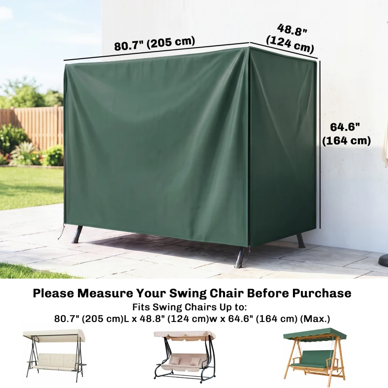 Outsunny 3-Seater Patio Swing Cover, Outdoor Garden Furniture Protection Hammock Glider Cover, 81" x 49" x 65", Dark Green